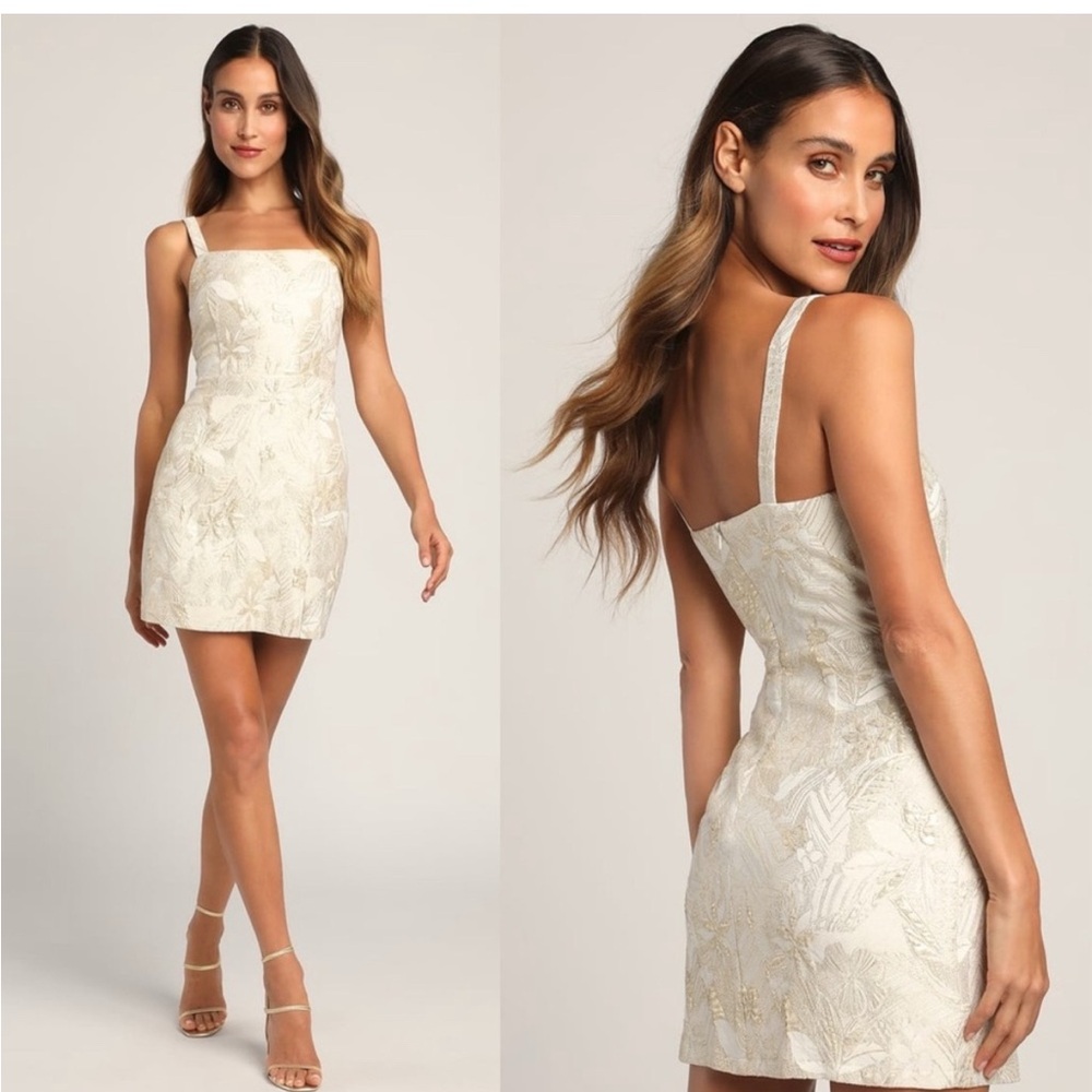 Lulu's Cream Floral Mini Dress